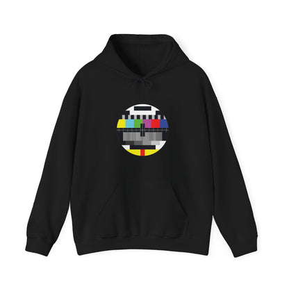 Vintage TV Test Pattern Hoodie, Cozy Unisex Sweatshirt for Home, Unique Gift for Tech Lovers, Retro Apparel, Perfect for Casual Wear