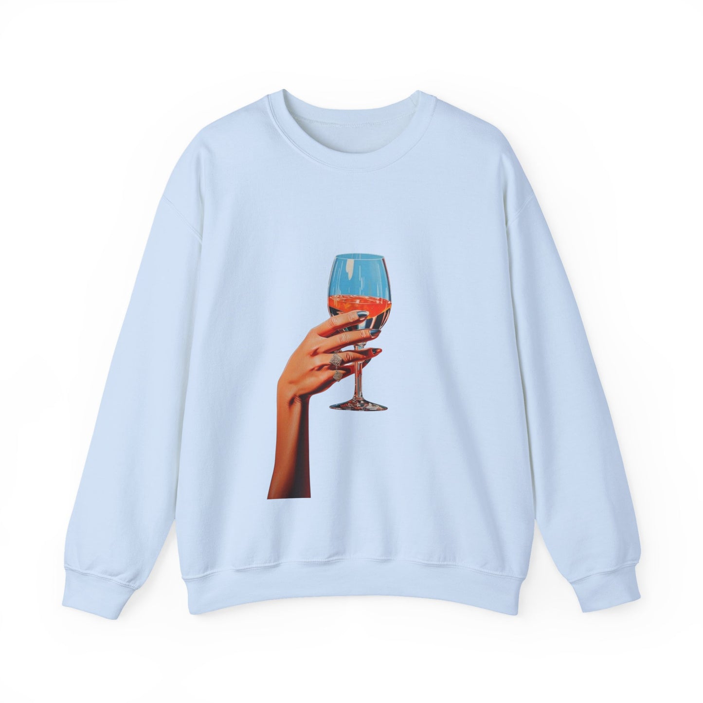 Elegant Wine Glass Crewneck Sweatshirt | Cozy Gift for Friends, Casual Style, Perfect for Wine Lovers, Relaxing Nights In, Birthday Gift