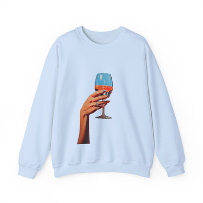 Elegant Wine Glass Crewneck Sweatshirt | Cozy Gift for Friends, Casual Style, Perfect for Wine Lovers, Relaxing Nights In, Birthday Gift