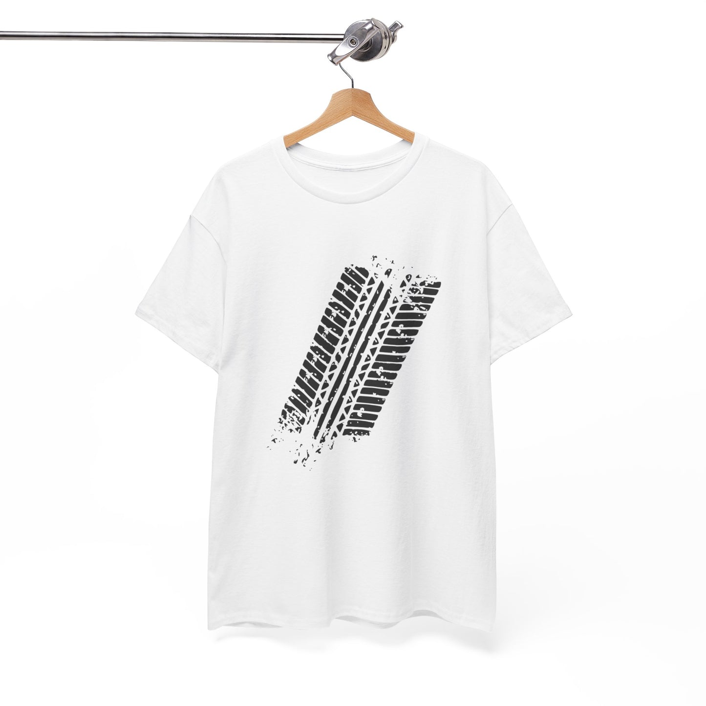 Stylish Heavy Cotton Tee with Bold Tire Track Design | Casual Wear, Streetwear, Gift for Car Lovers, Trendy T-Shirt, Everyday