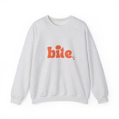 Bite Graphic Crewneck Sweatshirt, Cozy Unisex Sweatshirt for Casual Wear, Perfect Gift for Food Lovers, Trendy Fall Fashion, Holiday Apparel
