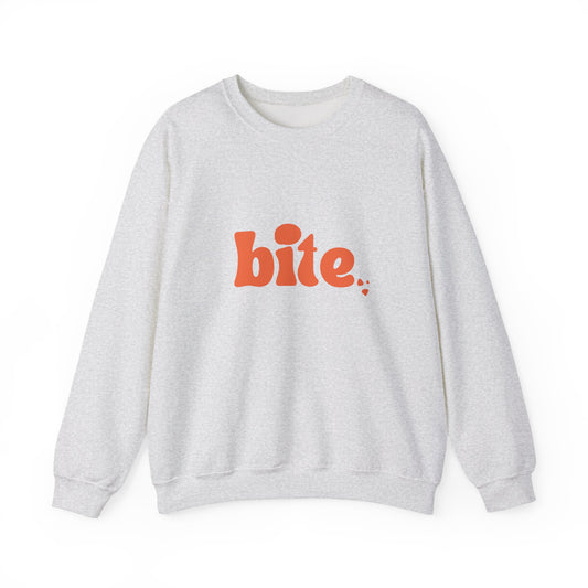 Bite Graphic Crewneck Sweatshirt, Cozy Unisex Sweatshirt for Casual Wear, Perfect Gift for Food Lovers, Trendy Fall Fashion, Holiday Apparel