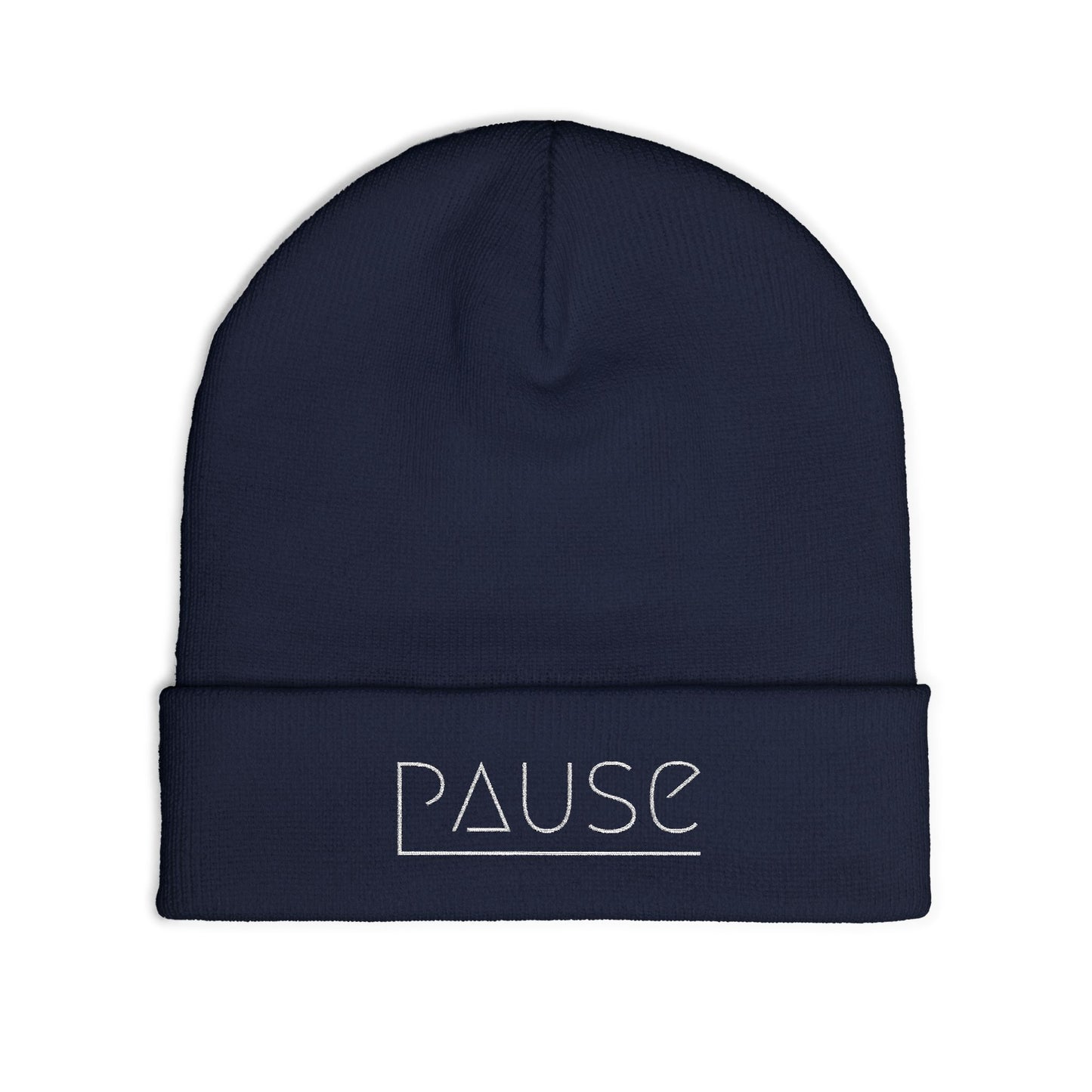 Cozy Knit Beanie with 'Pause' Embroidery, Winter Hat, Casual Beanie, Gift for Her, Relaxation Accessory, Chill Vibes