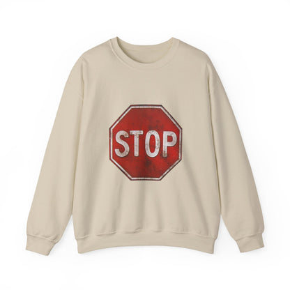 Stop Sign Crewneck Sweatshirt, Casual Wear, Gift for Drivers, Street Style, Motivational Clothing, Safety Awareness Apparel