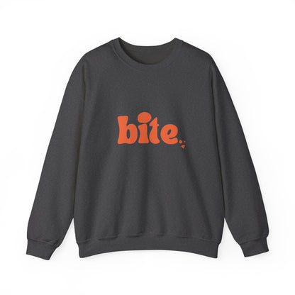 Bite Graphic Crewneck Sweatshirt, Cozy Unisex Sweatshirt for Casual Wear, Perfect Gift for Food Lovers, Trendy Fall Fashion, Holiday Apparel