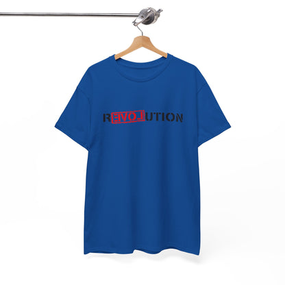 Heavy Cotton Tee with REVO-lution Design - Casual Wear, Statement Shirt, Gift for Activists, Streetwear Essential