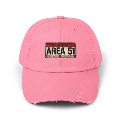 Unisex Distressed Area 51 Cap - Vintage Alien Hat, UFO Enthusiast Gift, Trendy Mens & Womens Cap, Perfect for Casual Wear