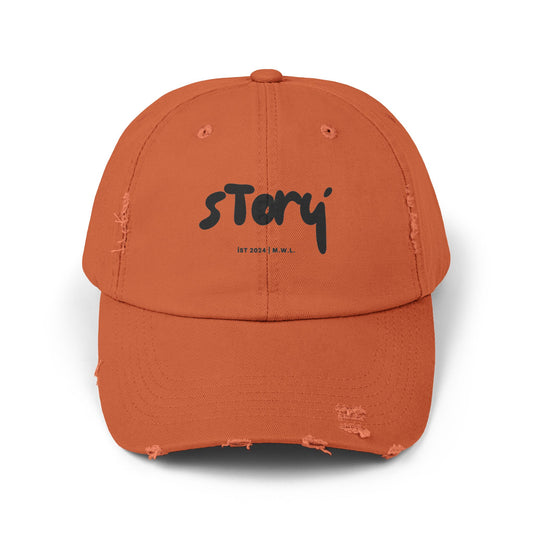 Unisex Distressed Cap with 'Story' Design - Perfect for Casual Outings, Summer Days, Gifts, and Everyday Style