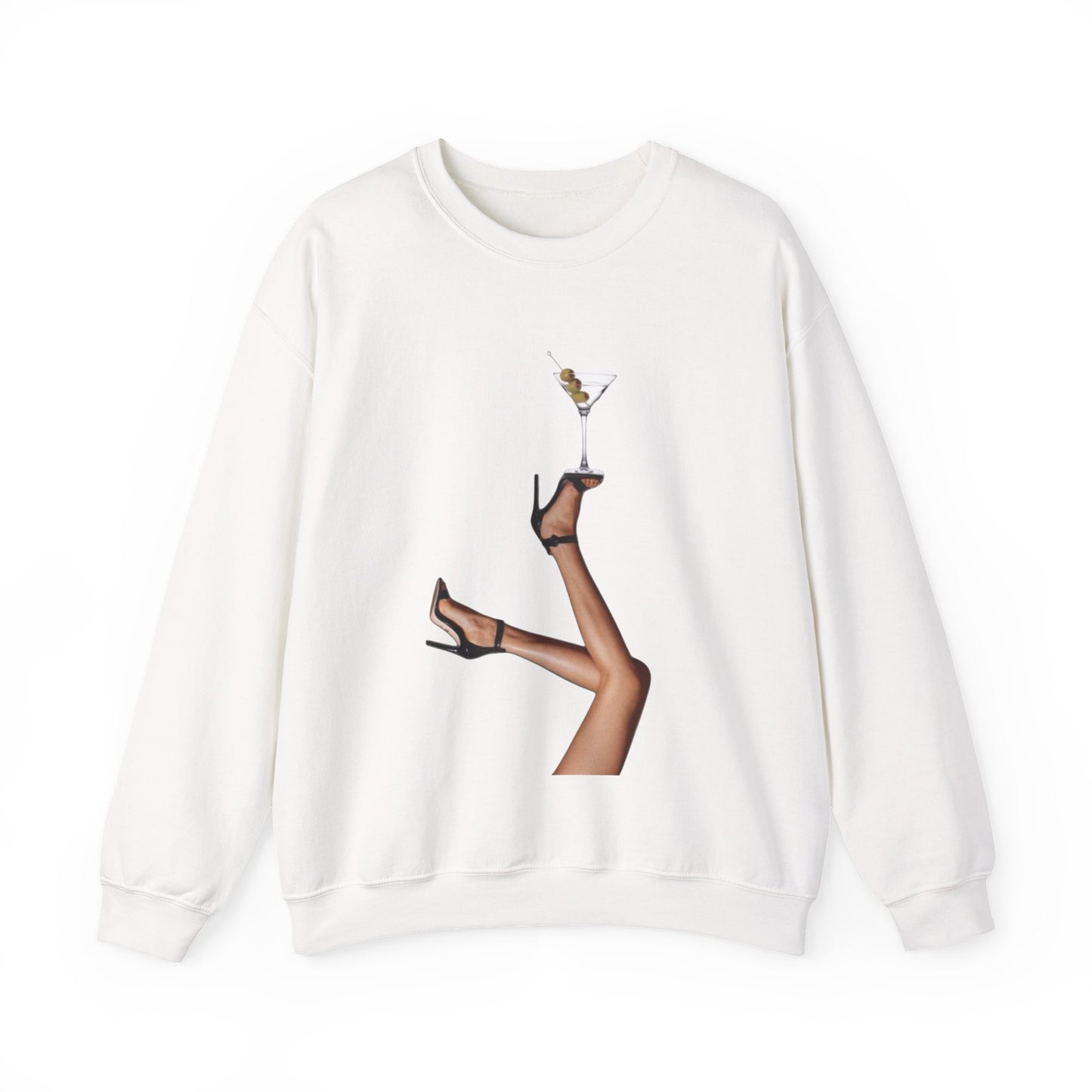 Chic Martini Legs Sweatshirt, Fashion Forward, Cocktail Party Attire, Cozy Unisex Crewneck, Gifts for Her