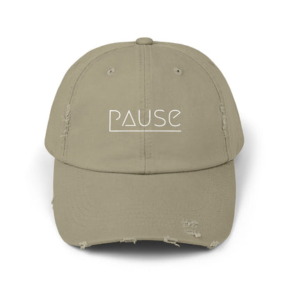 Unisex Distressed Cap with 'Pause' Design - Trendy Fashion Accessory, Perfect for Relaxation, Casual Wear, Gift for Friends, Stylish Gift