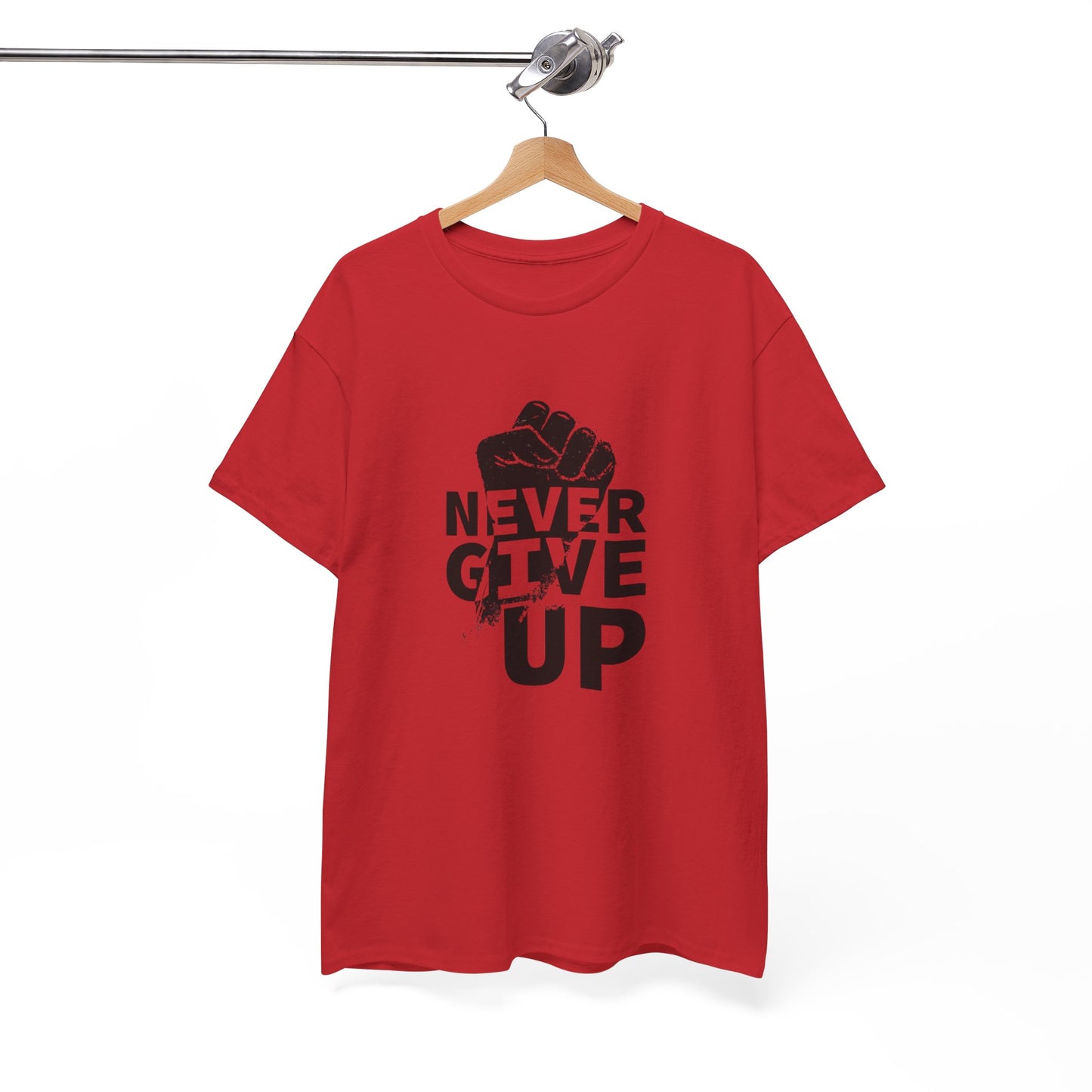 Inspirational Heavy Cotton Tee - "Never Give Up", Motivational Shirt, Gift for Personal Growth, Encouragement Tee, Casual Wear
