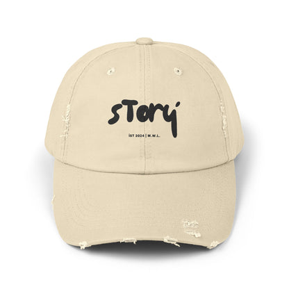 Unisex Distressed Cap with 'Story' Design - Perfect for Casual Outings, Summer Days, Gifts, and Everyday Style