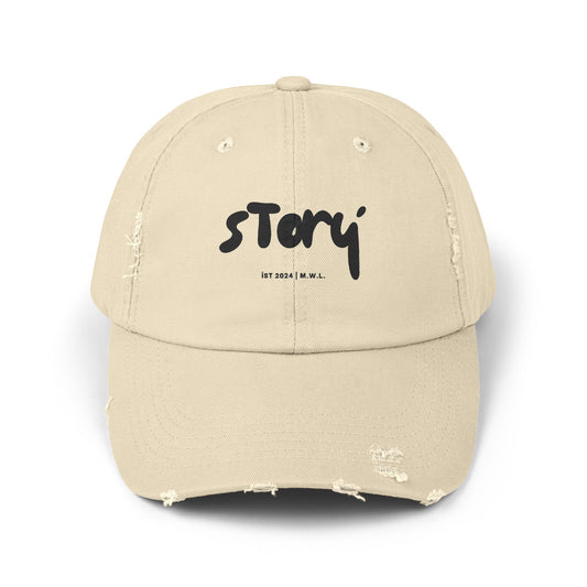 Unisex Distressed Cap with 'Story' Design - Perfect for Casual Outings, Summer Days, Gifts, and Everyday Style