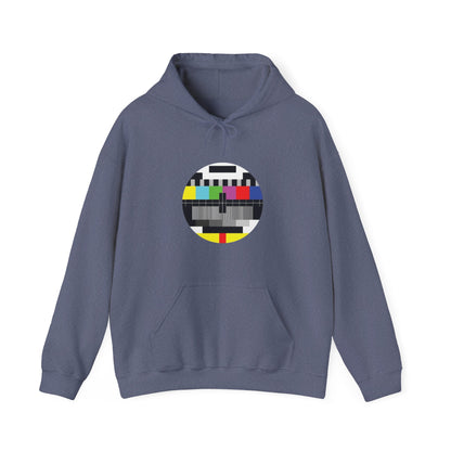 Vintage TV Test Pattern Hoodie, Cozy Unisex Sweatshirt for Home, Unique Gift for Tech Lovers, Retro Apparel, Perfect for Casual Wear