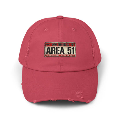 Unisex Distressed Area 51 Cap - Vintage Alien Hat, UFO Enthusiast Gift, Trendy Mens & Womens Cap, Perfect for Casual Wear