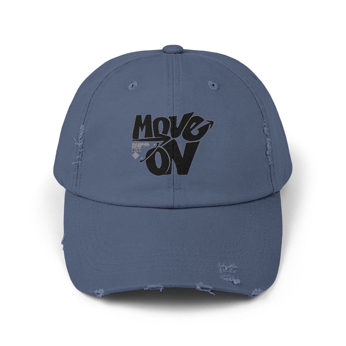 Motivational Distressed Cap: Move On, Casual Hat, Outdoor Gear, Gift for Graduates, Trendy Accessories