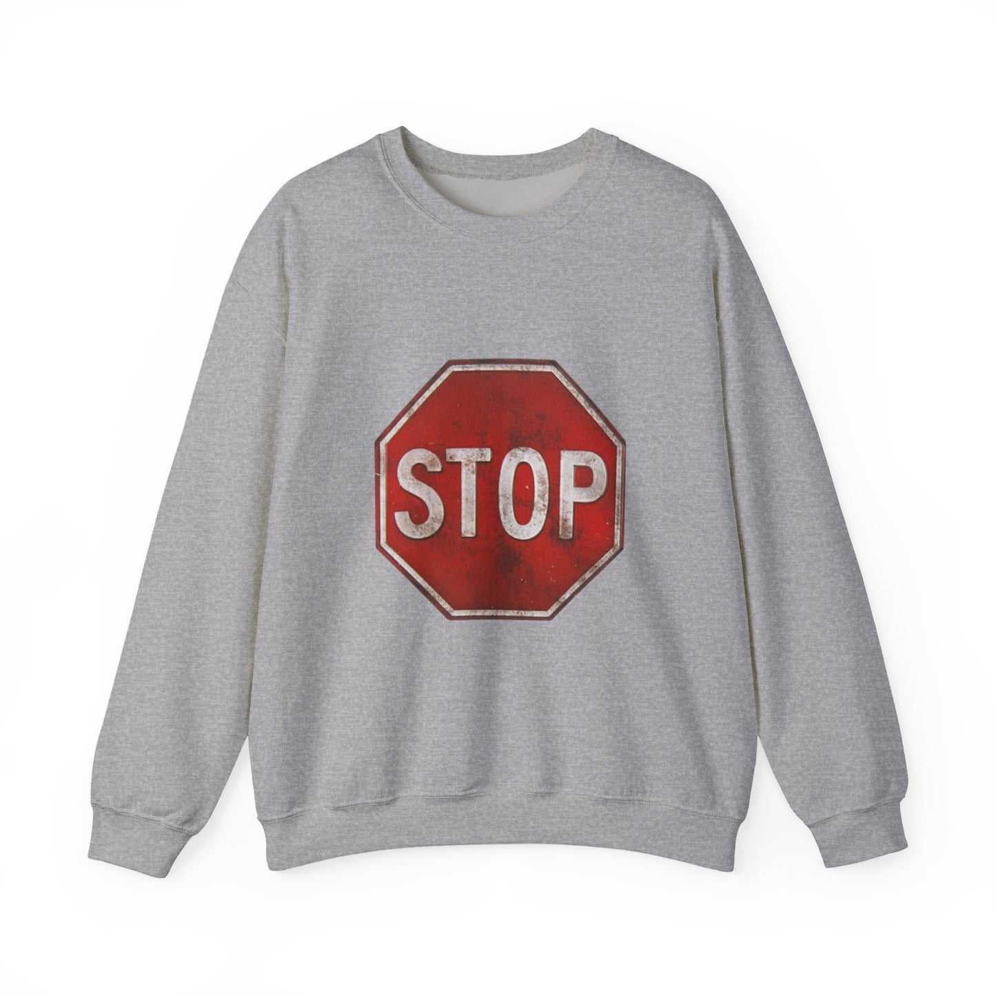 Stop Sign Crewneck Sweatshirt, Casual Wear, Gift for Drivers, Street Style, Motivational Clothing, Safety Awareness Apparel
