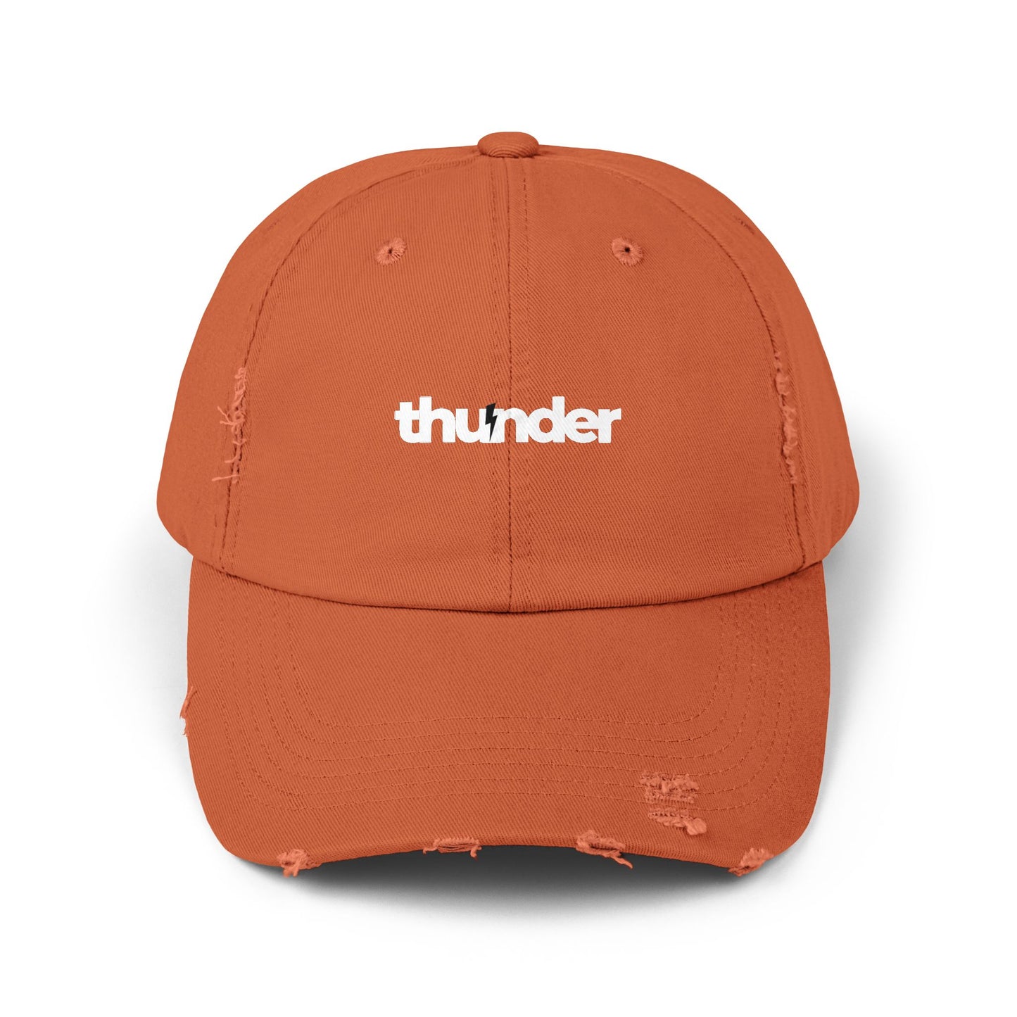 Unisex Distressed Cap with 'thunder' Text | Casual Streetwear Hat, Gift for Him/Her, Cool Summer Accessory, Trendy Outdoors Hat