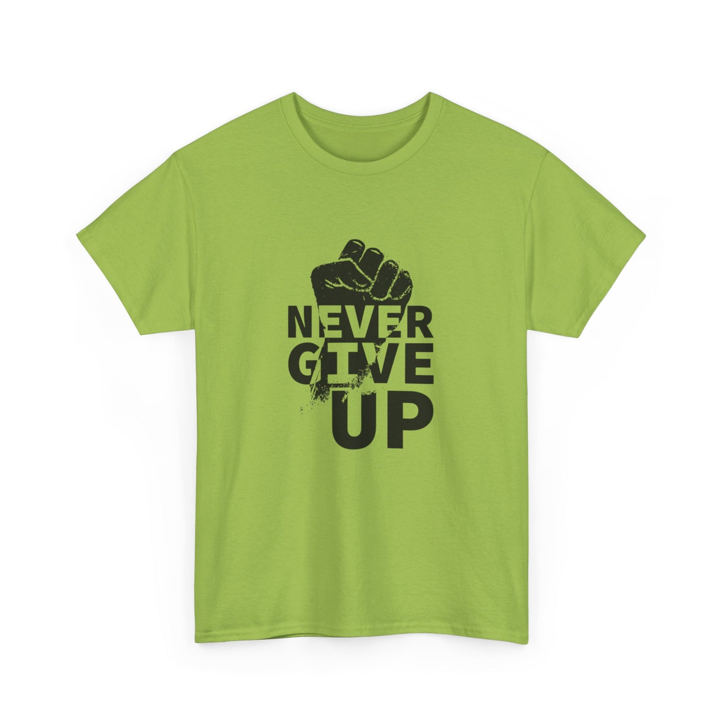 Inspirational Heavy Cotton Tee - "Never Give Up", Motivational Shirt, Gift for Personal Growth, Encouragement Tee, Casual Wear