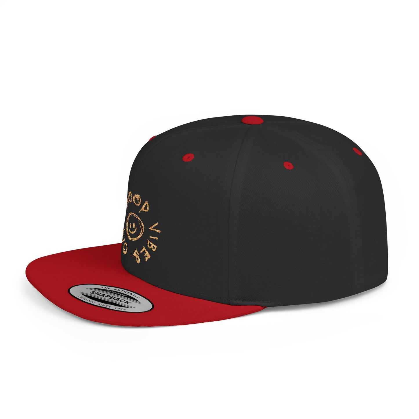 Good Vibes Only Flat Bill Snapback Hat, Cool Casual Cap for Summer, Trendy Streetwear, Gift for Teens and Adults, Stylish Accessory