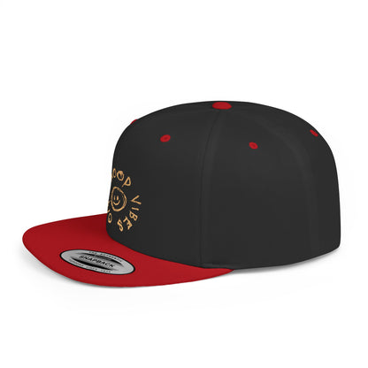 Good Vibes Only Flat Bill Snapback Hat, Cool Casual Cap for Summer, Trendy Streetwear, Gift for Teens and Adults, Stylish Accessory