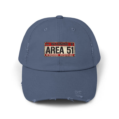 Unisex Distressed Area 51 Cap - Vintage Alien Hat, UFO Enthusiast Gift, Trendy Mens & Womens Cap, Perfect for Casual Wear