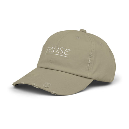 Unisex Distressed Cap with 'Pause' Design - Trendy Fashion Accessory, Perfect for Relaxation, Casual Wear, Gift for Friends, Stylish Gift