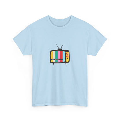 Retro TV Graphic Heavy Cotton Tee, Vintage Style Shirt, Gift for TV Lovers, Casual Wear, Fun Summer Tee, Graphic Tee
