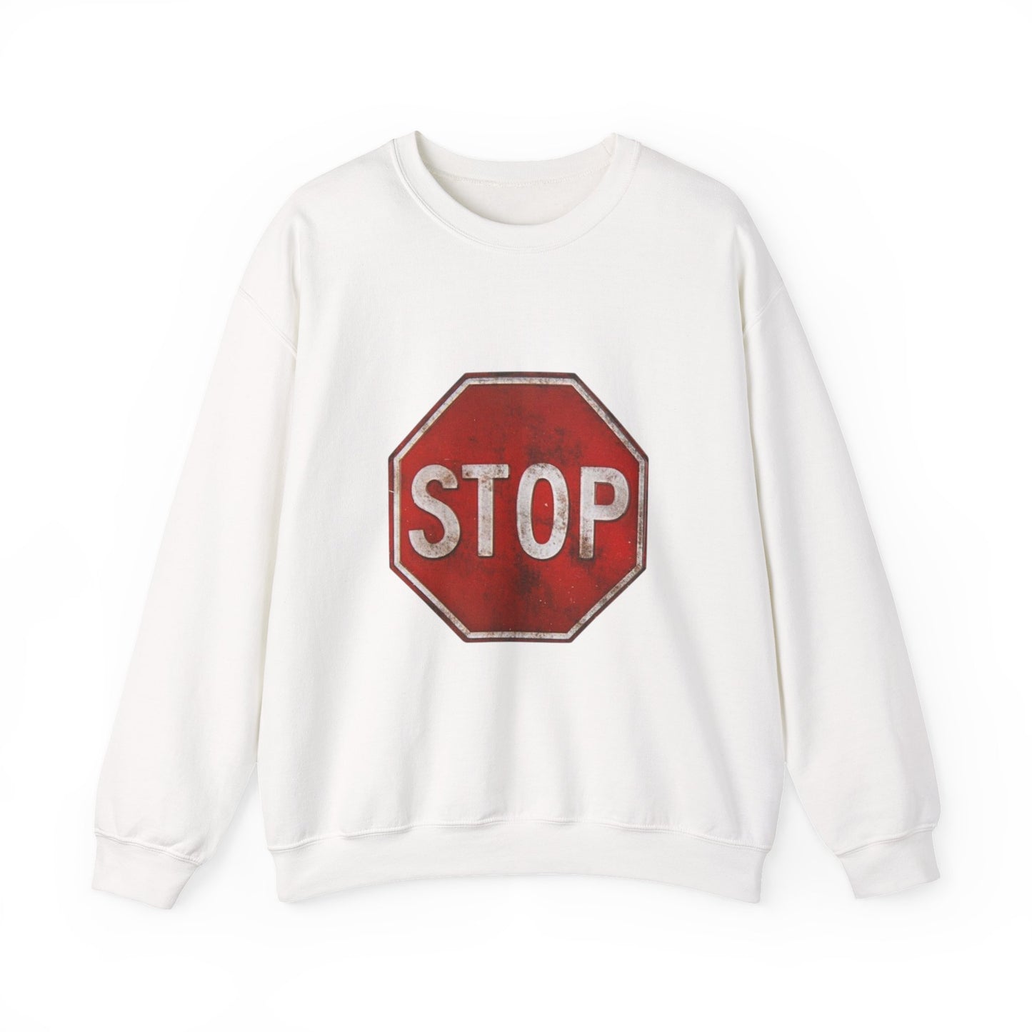 Stop Sign Crewneck Sweatshirt, Casual Wear, Gift for Drivers, Street Style, Motivational Clothing, Safety Awareness Apparel
