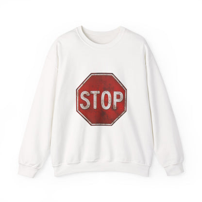 Stop Sign Crewneck Sweatshirt, Casual Wear, Gift for Drivers, Street Style, Motivational Clothing, Safety Awareness Apparel