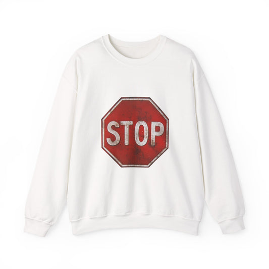 Stop Sign Crewneck Sweatshirt, Casual Wear, Gift for Drivers, Street Style, Motivational Clothing, Safety Awareness Apparel