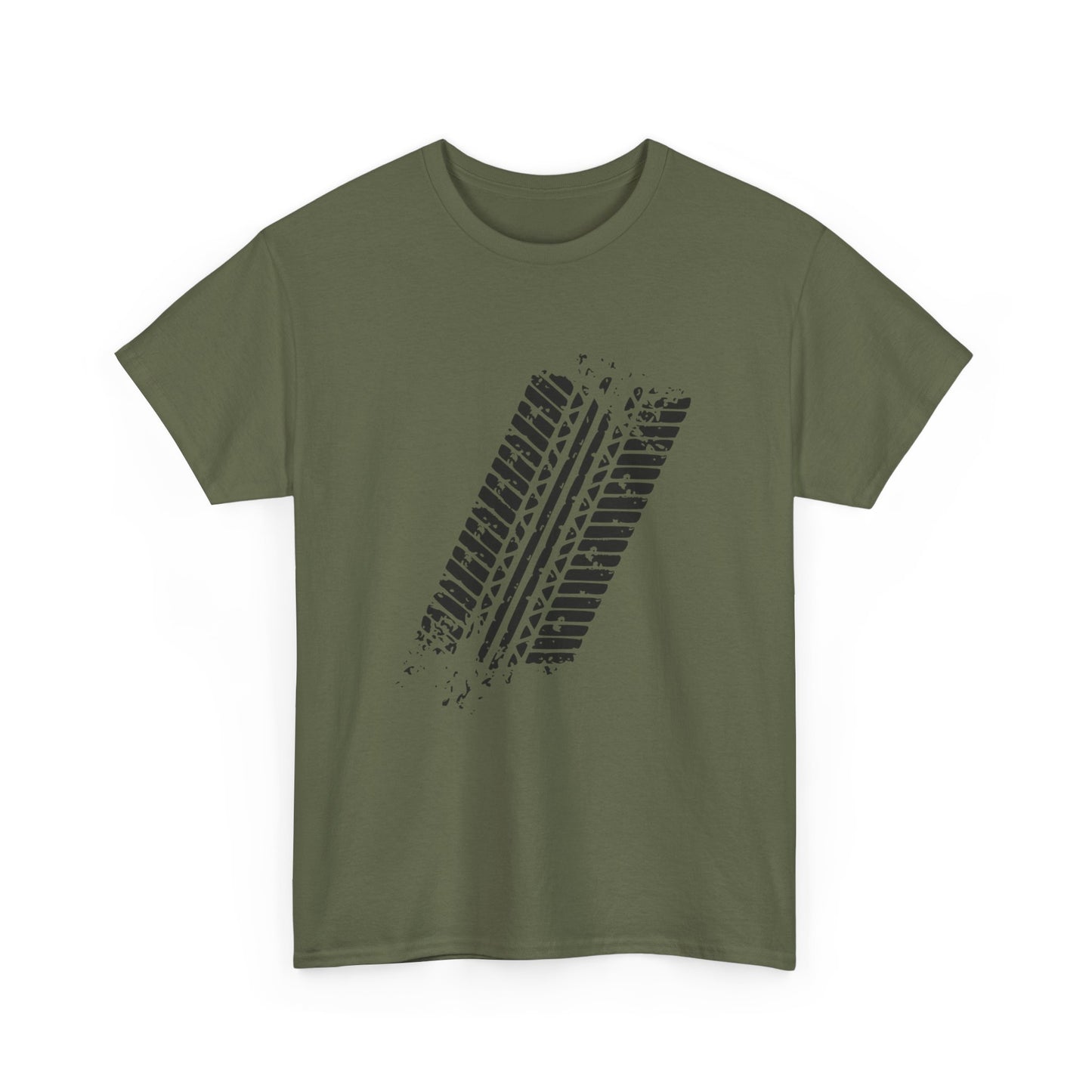 Stylish Heavy Cotton Tee with Bold Tire Track Design | Casual Wear, Streetwear, Gift for Car Lovers, Trendy T-Shirt, Everyday