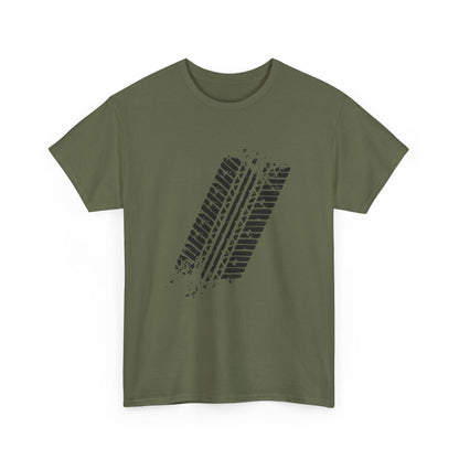 Stylish Heavy Cotton Tee with Bold Tire Track Design | Casual Wear, Streetwear, Gift for Car Lovers, Trendy T-Shirt, Everyday