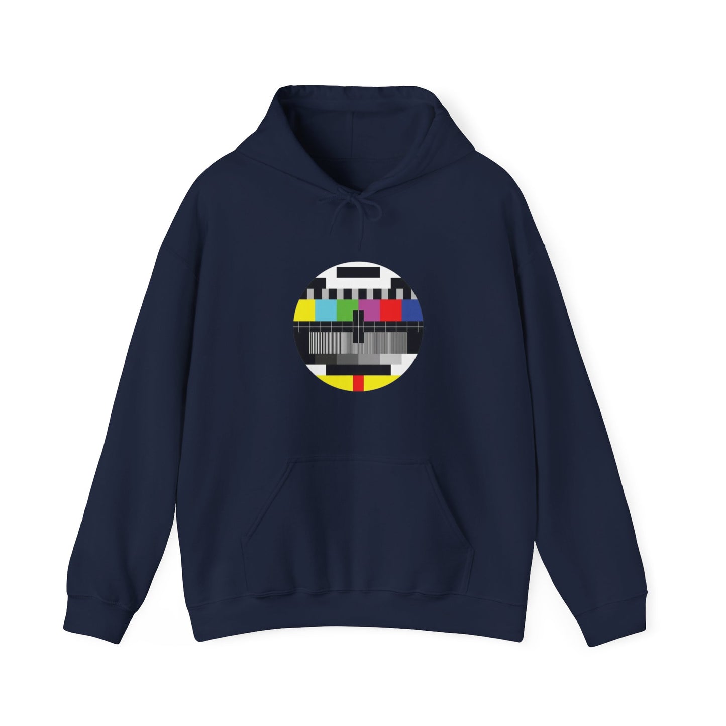 Vintage TV Test Pattern Hoodie, Cozy Unisex Sweatshirt for Home, Unique Gift for Tech Lovers, Retro Apparel, Perfect for Casual Wear