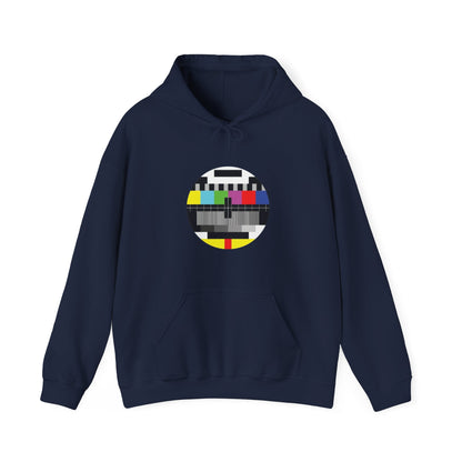 Vintage TV Test Pattern Hoodie, Cozy Unisex Sweatshirt for Home, Unique Gift for Tech Lovers, Retro Apparel, Perfect for Casual Wear
