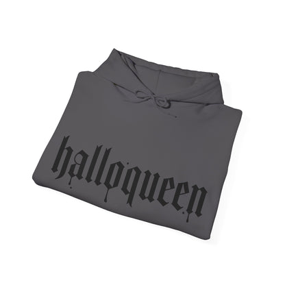 Halloween Hooded Sweatshirt, Halloqueen Pullover, Unisex Fall Apparel, Cozy Halloween Outfit, Spooky Season Gift