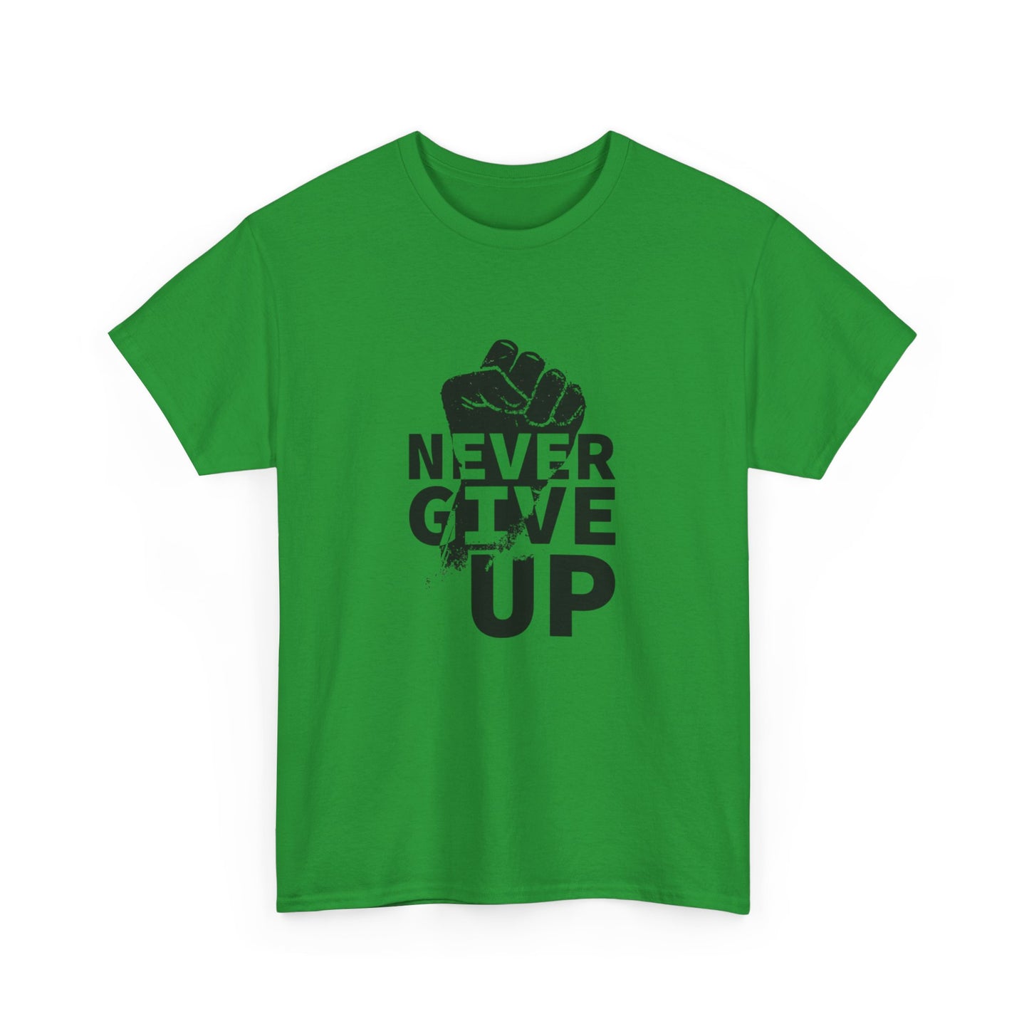 Inspirational Heavy Cotton Tee - "Never Give Up", Motivational Shirt, Gift for Personal Growth, Encouragement Tee, Casual Wear