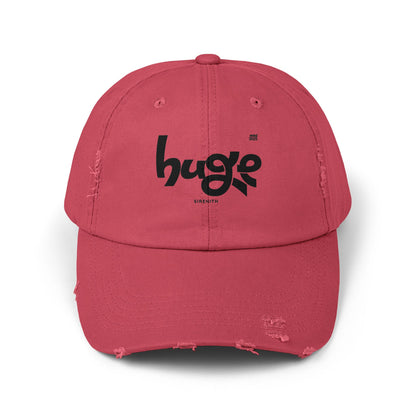 Distressed Cap with 'Huge' Design | Trendy Cap for Outdoor Adventures, Festivals, Casual Wear, Gift for Him/Her
