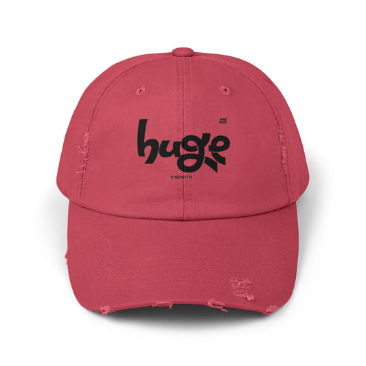 Distressed Cap with 'Huge' Design | Trendy Cap for Outdoor Adventures, Festivals, Casual Wear, Gift for Him/Her