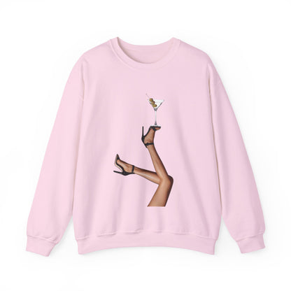 Chic Martini Legs Sweatshirt, Fashion Forward, Cocktail Party Attire, Cozy Unisex Crewneck, Gifts for Her