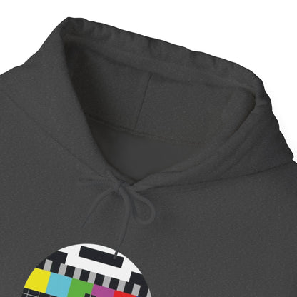 Vintage TV Test Pattern Hoodie, Cozy Unisex Sweatshirt for Home, Unique Gift for Tech Lovers, Retro Apparel, Perfect for Casual Wear