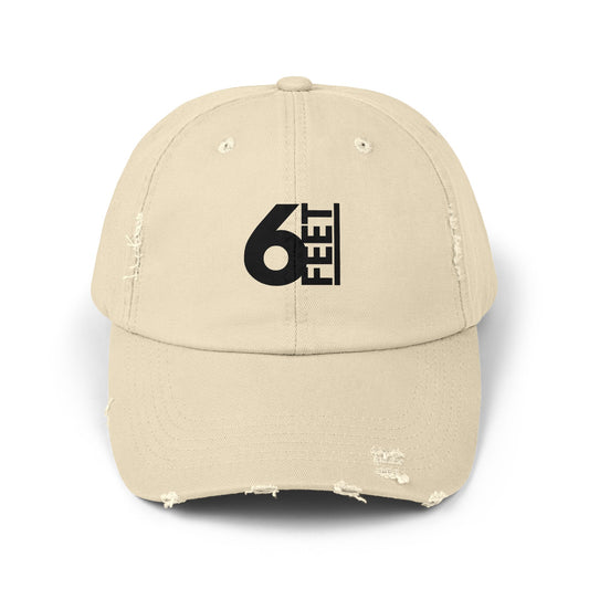 Unisex Distressed Cap with '6 FEET' - Casual Everyday Hat, Adjustable Baseball Cap, Vintage Style, Gift for Friends, Outdoor Accessory