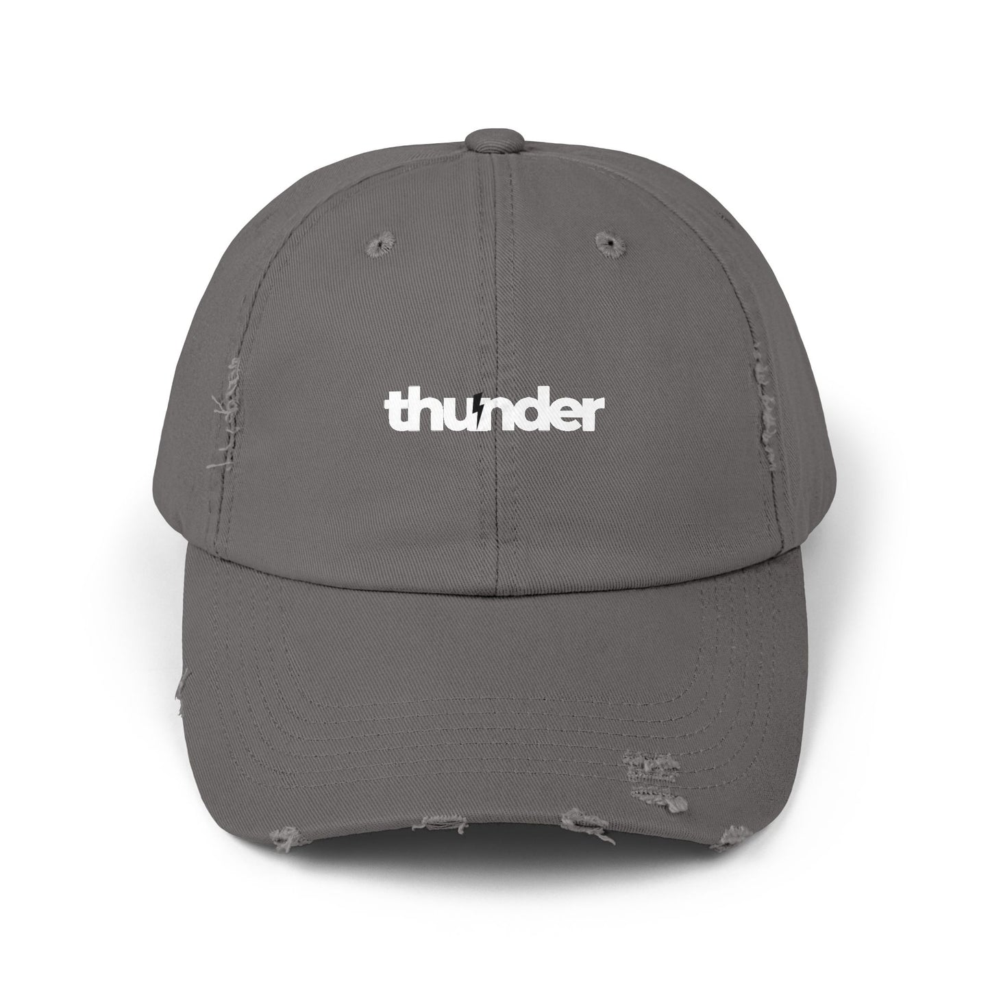 Unisex Distressed Cap with 'thunder' Text | Casual Streetwear Hat, Gift for Him/Her, Cool Summer Accessory, Trendy Outdoors Hat