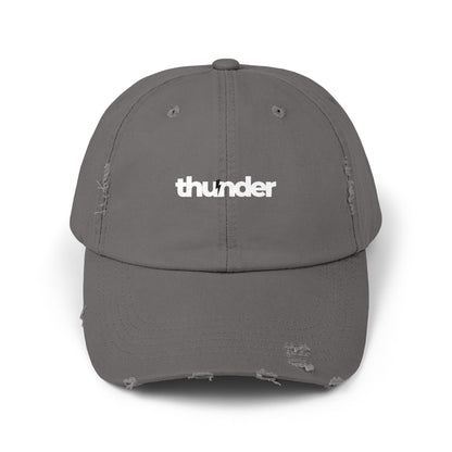 Unisex Distressed Cap with 'thunder' Text | Casual Streetwear Hat, Gift for Him/Her, Cool Summer Accessory, Trendy Outdoors Hat
