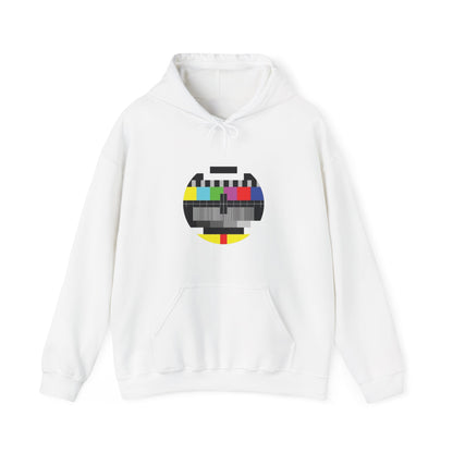 Vintage TV Test Pattern Hoodie, Cozy Unisex Sweatshirt for Home, Unique Gift for Tech Lovers, Retro Apparel, Perfect for Casual Wear