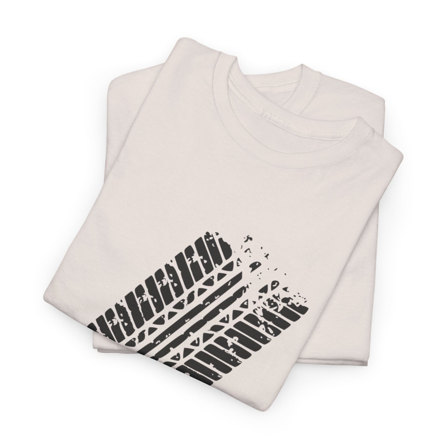 Stylish Heavy Cotton Tee with Bold Tire Track Design | Casual Wear, Streetwear, Gift for Car Lovers, Trendy T-Shirt, Everyday