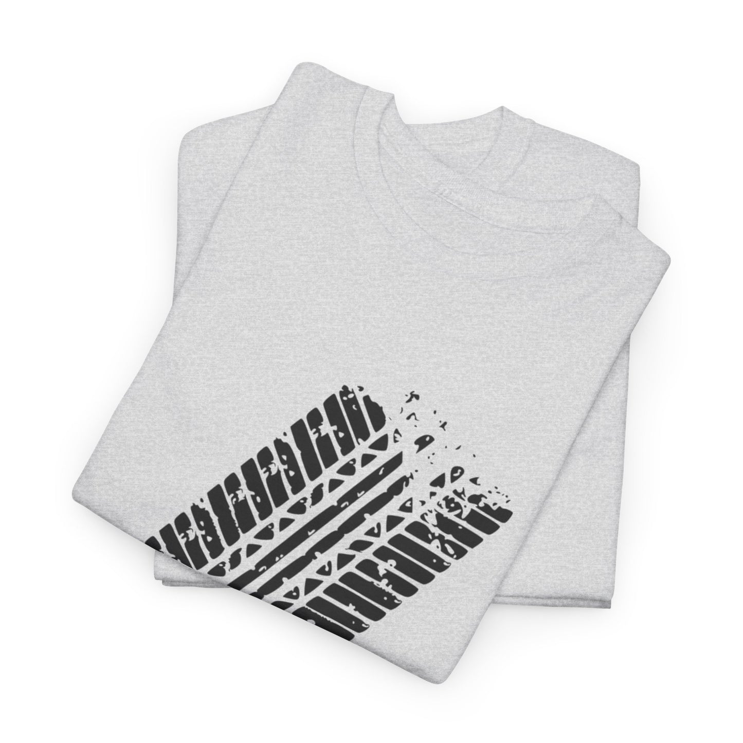 Stylish Heavy Cotton Tee with Bold Tire Track Design | Casual Wear, Streetwear, Gift for Car Lovers, Trendy T-Shirt, Everyday