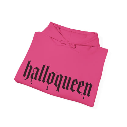 Halloween Hooded Sweatshirt, Halloqueen Pullover, Unisex Fall Apparel, Cozy Halloween Outfit, Spooky Season Gift