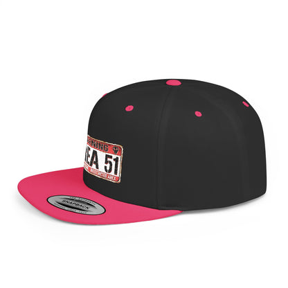 Area 51 Flat Bill Snapback Hat, UFO Fan Gear, Alien Enthusiast Cap, Unique Gift for Sci-Fi Lovers, Cool Statement Accessory