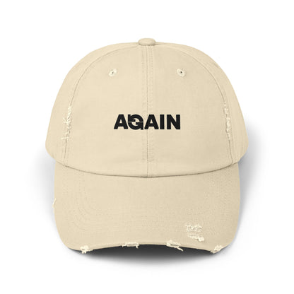 Distressed Cap with 'AGAIN' Design, Casual Hat, Vintage Unisex Cap, Gift for Her, Everyday Wear, Street Style Accessory
